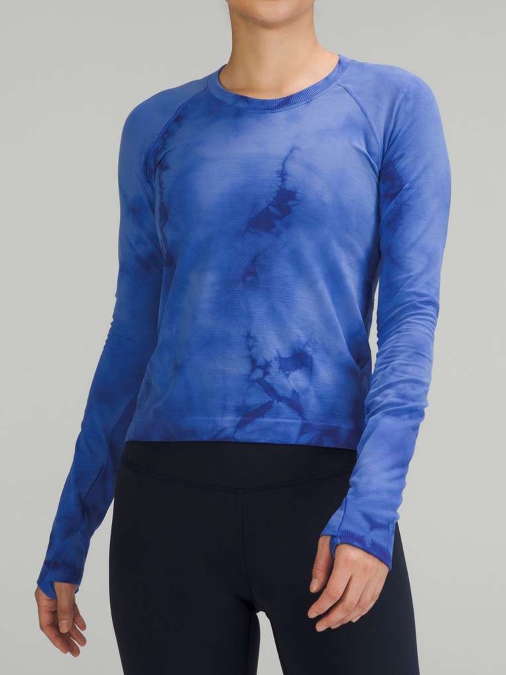 Lululemon Swiftly Tech LS 2.0 Race Length 4 Marble Dye Psychic Blue W3FE8S